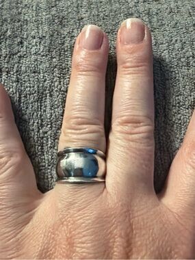 Wide Dome Sterling-Color Band Ring - Silver 925